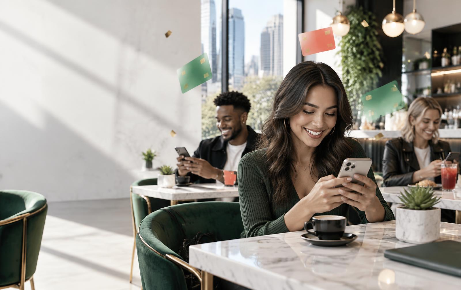 People exploring reward options on their phones