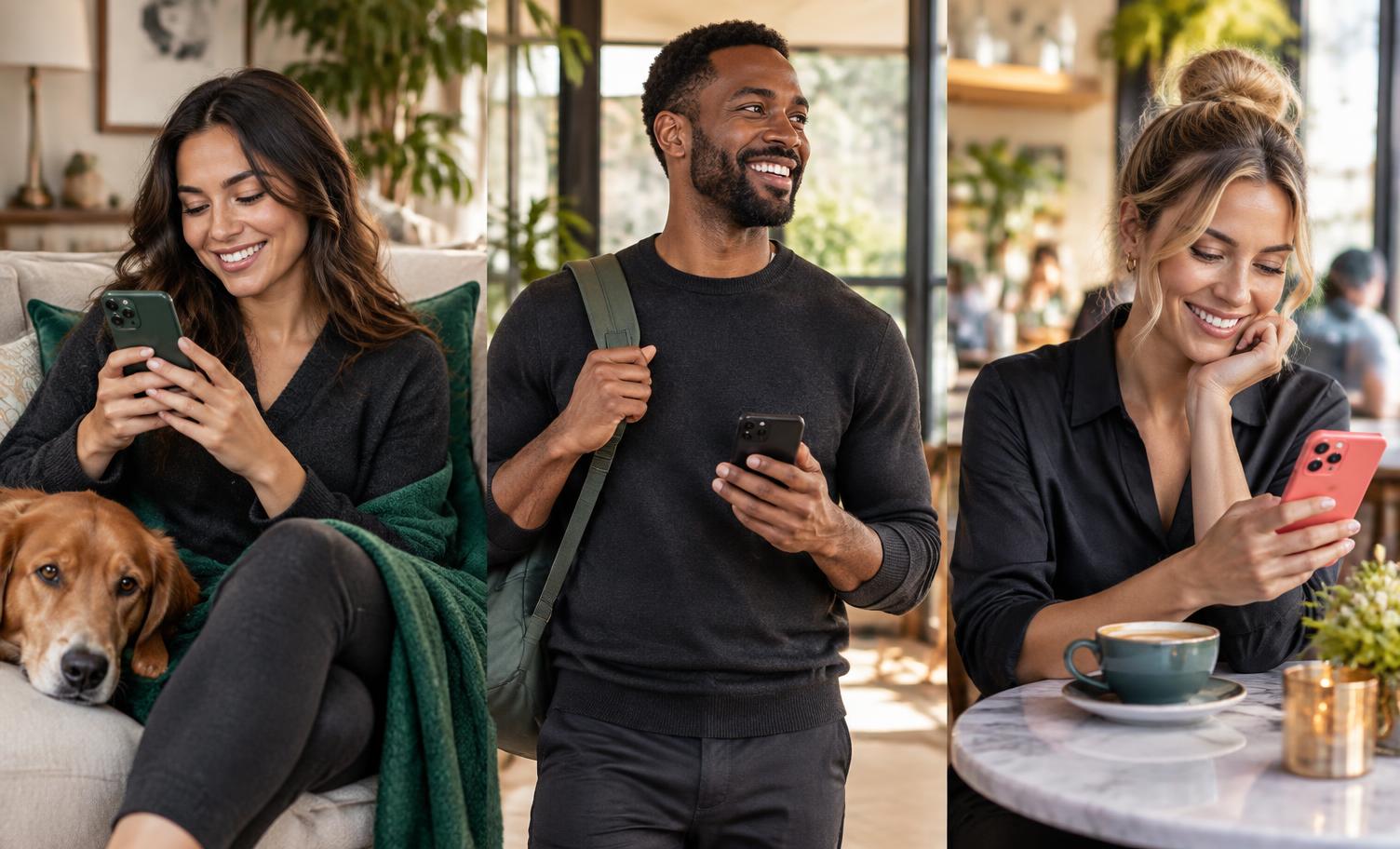 A diverse group of people using the reward experience